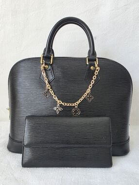 Auth Louis Vuitton Alma Epi Leather Handbag And Wallet Bundle